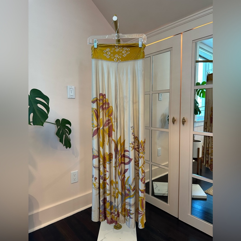 SOLD Free People Cream and Yellow Wide Leg Pants